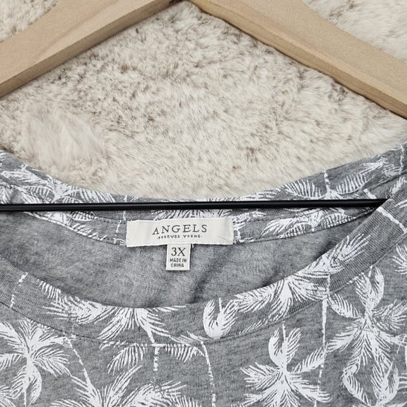 Angels Palm Tree Gray Tank Top Women Blouse Plus Size 3X - Picture 4 of 7